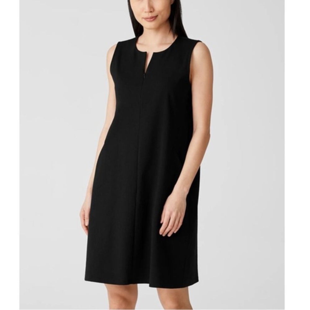 Eileen Fisher Minimalist Zip-Front Ponte Dress Size Large